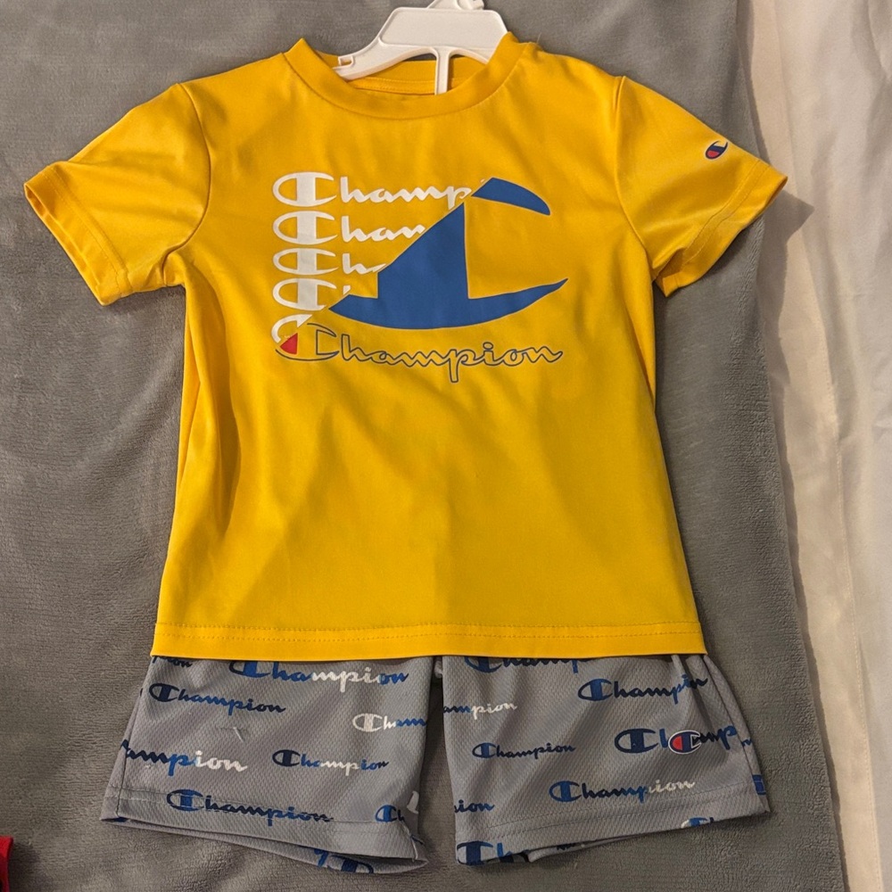 Champion Kids' Yellow Tee and Gray Shorts Set